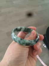 Load image into Gallery viewer, 52mm Certified  Type A 100% Natural dark green floating flowers Jadeite Jade bangle E1-1526