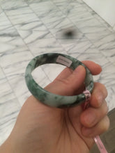Load image into Gallery viewer, 52mm Certified  Type A 100% Natural dark green floating flowers Jadeite Jade bangle E1-1526