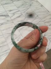 Load image into Gallery viewer, 52mm Certified  Type A 100% Natural dark green floating flowers Jadeite Jade bangle E1-1526