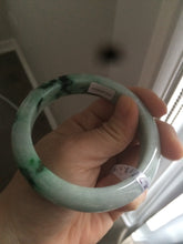 Load image into Gallery viewer, 59.2mm Certified Type A 100% Natural green/white Jadeite Jade bangle L7-7536