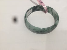Load image into Gallery viewer, 52mm Certified  Type A 100% Natural dark green floating flowers Jadeite Jade bangle E1-1526