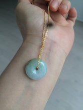Load image into Gallery viewer, 17.8-21mm Type A 100% Natural green/white Jadeite Jade Safety Guardian Button donut Pendant group AD33