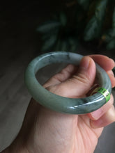 Load image into Gallery viewer, 53.7mm Certified Type A 100% Natural light green/gray Jadeite Jade bangle L95-6796