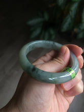 Load image into Gallery viewer, 53.7mm Certified Type A 100% Natural light green/gray Jadeite Jade bangle L95-6796