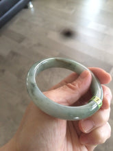 Load image into Gallery viewer, 53.7mm Certified Type A 100% Natural light green/gray Jadeite Jade bangle L95-6796