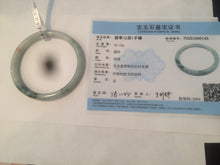 Load image into Gallery viewer, 55.5mm Certified type A 100% Natural light green/yellow with floating flowers slim round cut jadeite jade bangle AS23-0143