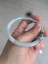 Load image into Gallery viewer, 55.5mm Certified type A 100% Natural light green/yellow with floating flowers slim round cut jadeite jade bangle AS23-0143