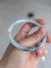 Load image into Gallery viewer, 55.5mm Certified type A 100% Natural light green/yellow with floating flowers slim round cut jadeite jade bangle AS23-0143