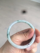 Load image into Gallery viewer, 55.5mm Certified type A 100% Natural light green/yellow with floating flowers slim round cut jadeite jade bangle AS23-0143