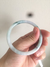 Load image into Gallery viewer, 55.5mm Certified type A 100% Natural light green/yellow with floating flowers slim round cut jadeite jade bangle AS23-0143