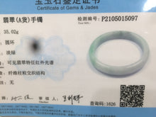 Load image into Gallery viewer, 51mm Certified Type A 100% Natural sunny green/black oval Jadeite Jade bangle AJ9-5097