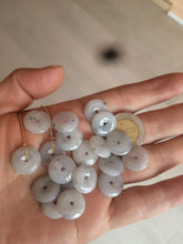 Load image into Gallery viewer, 100% Natural icy watery white/black (冰乌鸡) safety guardian donut dangling jadeite Jade earring D81