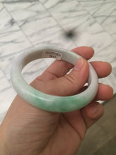 Load image into Gallery viewer, 55.5 mm Certified type A 100% Natural sunny green/white (白底青)/purple Jadeite bangle H160-1843