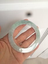 Load image into Gallery viewer, 55mm type A 100% Natural light green thin flat style Jadeite Jade bangle AQ59