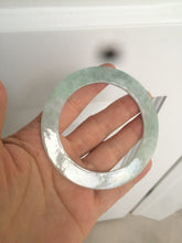 Load image into Gallery viewer, 55mm type A 100% Natural light green thin flat style Jadeite Jade bangle AQ59