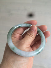 Load image into Gallery viewer, 56.7mm Certified type A 100% Natural light green purple with floating flowers slim round cut jadeite jade bangle AC51-7554