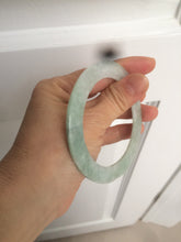 Load image into Gallery viewer, 55mm type A 100% Natural light green thin flat style Jadeite Jade bangle AQ59