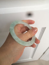 Load image into Gallery viewer, 55mm type A 100% Natural light green thin flat style Jadeite Jade bangle AQ59