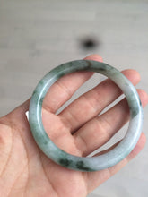 Load image into Gallery viewer, 56.7mm Certified type A 100% Natural light green purple with floating flowers slim round cut jadeite jade bangle AC51-7554