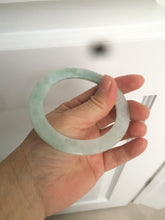 Load image into Gallery viewer, 55mm type A 100% Natural light green thin flat style Jadeite Jade bangle AQ59