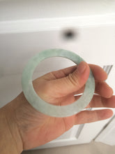 Load image into Gallery viewer, 55mm type A 100% Natural light green thin flat style Jadeite Jade bangle AQ59