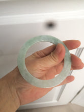 Load image into Gallery viewer, 55mm type A 100% Natural light green thin flat style Jadeite Jade bangle AQ59