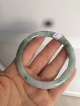 Load image into Gallery viewer, 56.7mm Certified type A 100% Natural light green purple with floating flowers slim round cut jadeite jade bangle AC51-7554