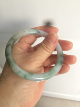 Load image into Gallery viewer, 56.7mm Certified type A 100% Natural light green purple with floating flowers slim round cut jadeite jade bangle AC51-7554