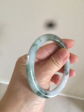 Load image into Gallery viewer, 56.7mm Certified type A 100% Natural light green purple with floating flowers slim round cut jadeite jade bangle AC51-7554