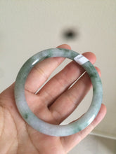 Load image into Gallery viewer, 56.7mm Certified type A 100% Natural light green purple with floating flowers slim round cut jadeite jade bangle AC51-7554