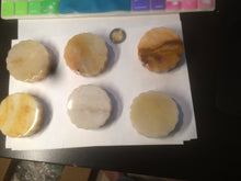 Load image into Gallery viewer, 52.7-53mm 100% natural beige/yellow/orange Quartzite (jinsi jade, 金丝玉) Golden Silk Jade mooncake desk decor/worry stone/paperweight CB26