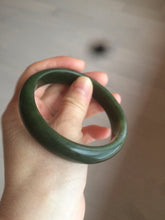 Load image into Gallery viewer, 59mm 100% Natural dark green/black nephrite Jade(碧玉)  bangle HF16