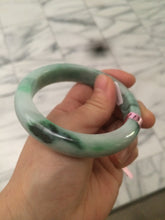 Load image into Gallery viewer, 57mm certified Type A 100% Natural watery sunny green/white Jadeite Jade bangle Q37-0107