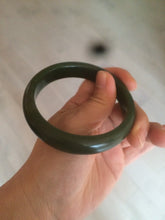 Load image into Gallery viewer, 59mm 100% Natural dark green/black nephrite Jade(碧玉)  bangle HF16