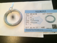 Load image into Gallery viewer, 53.8mm Certified type A 100% Natural green/purple round cut Jadeite Jade bangle U89-0527