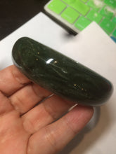 Load image into Gallery viewer, 60.5mm 100% Natural dark green/black nephrite Jade(碧玉)  bangle HF17
