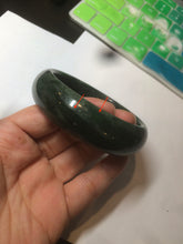 Load image into Gallery viewer, 60.5mm 100% Natural dark green/black nephrite Jade(碧玉)  bangle HF17