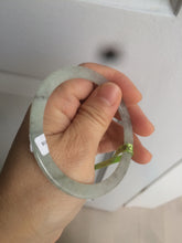 Load image into Gallery viewer, 57.8mm certified Type A 100% Natural icy light green/black super thin Jadeite bangle X70-8416