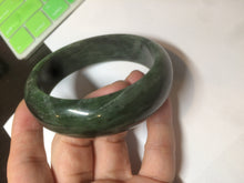Load image into Gallery viewer, 60.5mm 100% Natural dark green/black nephrite Jade(碧玉)  bangle HF17