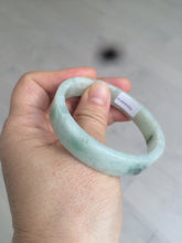 Load image into Gallery viewer, 52mm certified type A100% Natural fresh green floating flowers square Jadeite Jade bangle AC59-8793