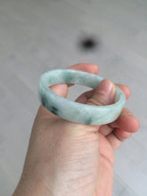 Load image into Gallery viewer, 52mm certified type A100% Natural fresh green floating flowers square Jadeite Jade bangle AC59-8793