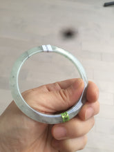 Load image into Gallery viewer, 57.8mm certified Type A 100% Natural icy light green/black super thin Jadeite bangle X70-8416