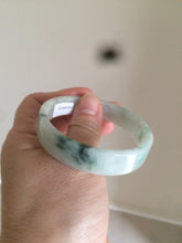 Load image into Gallery viewer, 52mm certified type A100% Natural fresh green floating flowers square Jadeite Jade bangle AC59-8793
