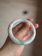 Load image into Gallery viewer, 55.4mm Certified type A 100% Natural sunny green/purple chubby round cut Jadeite bangle N82-8928