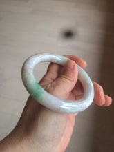 Load image into Gallery viewer, 55.4mm Certified type A 100% Natural sunny green/purple chubby round cut Jadeite bangle N82-8928
