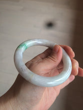 Load image into Gallery viewer, 55.4mm Certified type A 100% Natural sunny green/purple chubby round cut Jadeite bangle N82-8928