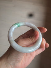 Load image into Gallery viewer, 55.4mm Certified type A 100% Natural sunny green/purple chubby round cut Jadeite bangle N82-8928