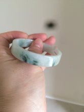 Load image into Gallery viewer, 52mm certified type A100% Natural fresh green floating flowers square Jadeite Jade bangle AC59-8793