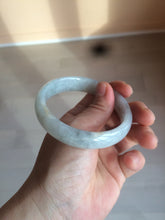 Load image into Gallery viewer, 56.6mm Certified type A 100% Natural watery light green/gray Jadeite Jade bangle J105-7280