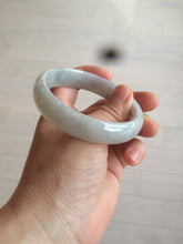 Load image into Gallery viewer, 56.6mm Certified type A 100% Natural watery light green/gray Jadeite Jade bangle J105-7280
